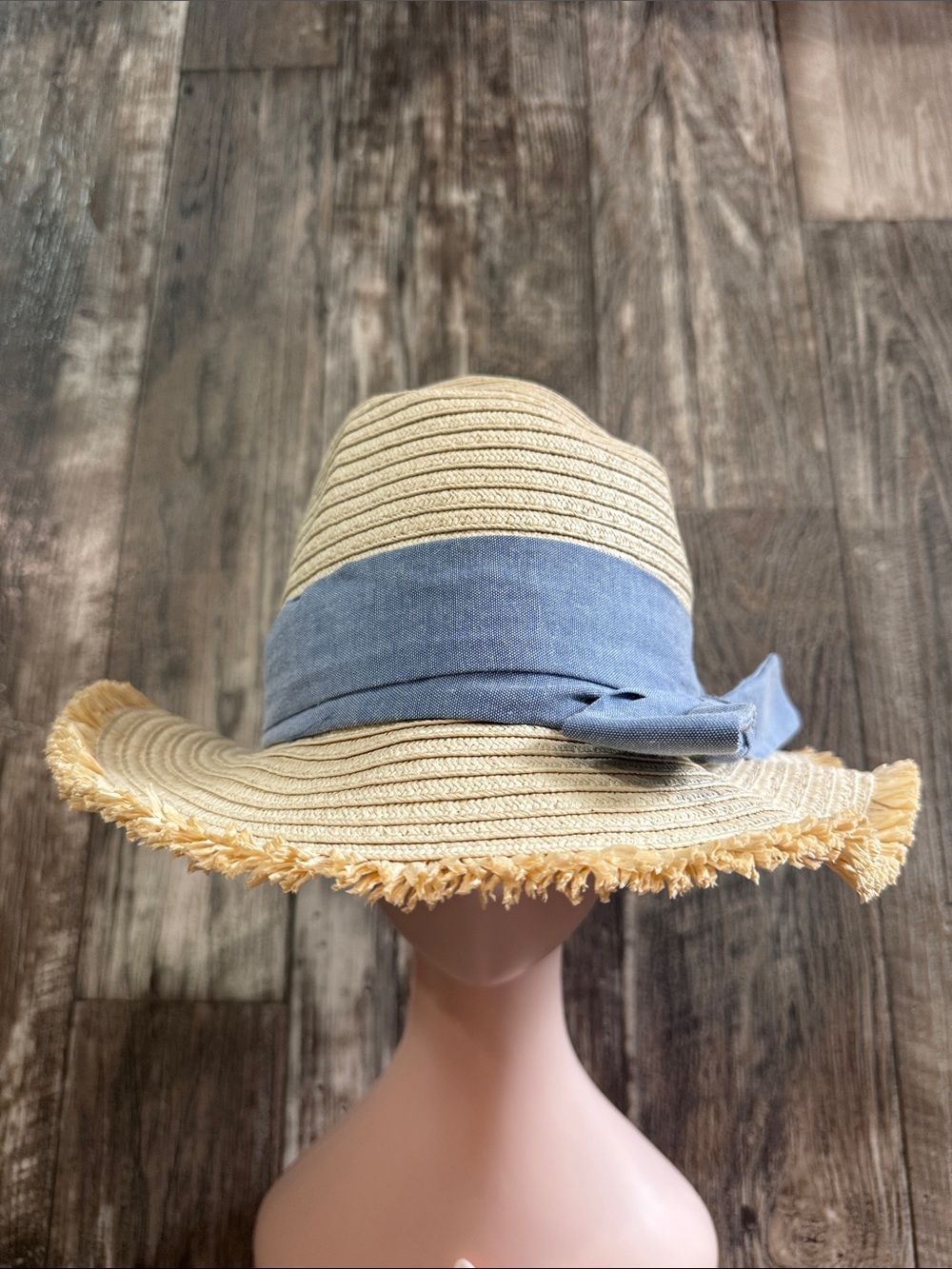 🌟Wide Brim Straw 🌟Sun Hat with Blue Band